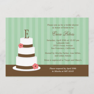 Monogram Cake Bridal Shower Invitation - Green