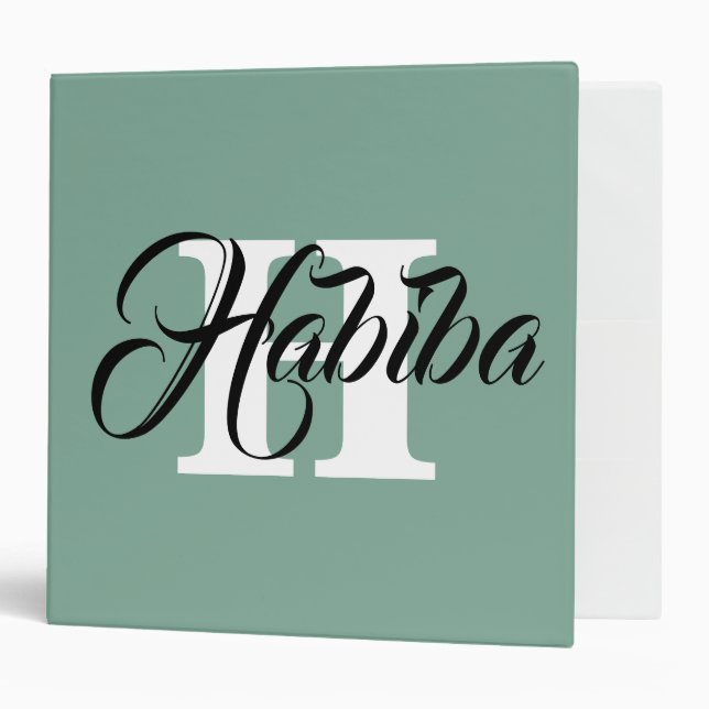 Monogram Calligraphy Blush Pink 3 Ring Binder (Front/Inside)