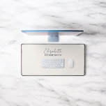 Monogram Calligraphy Elegant Beige Desk Mat<br><div class="desc">Desk Mat features font duo of modern calligraphy and elegant serif font.</div>