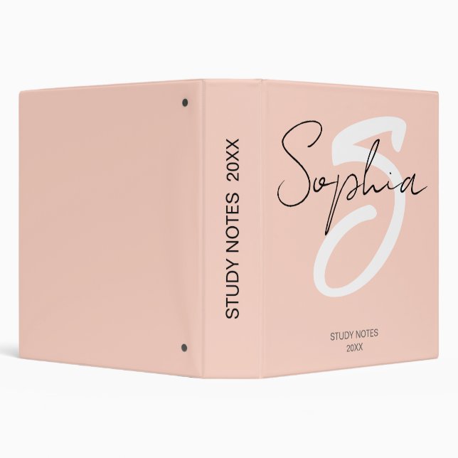 Monogram Calligraphy Study Notes Binder With Pink (Background)