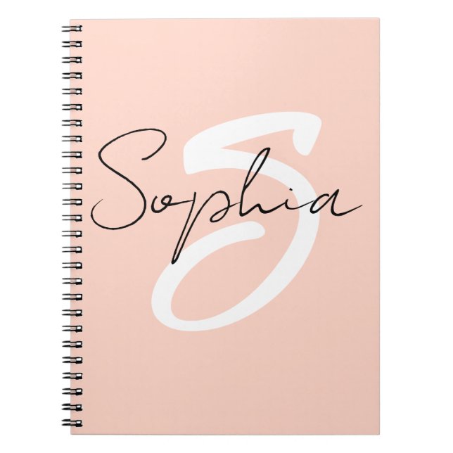 Monogram Calligraphy Study Notes Binder With Pink Notebook (Front)