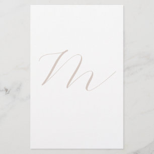 Monogram Calligraphy Unique Plain Modern Stationery