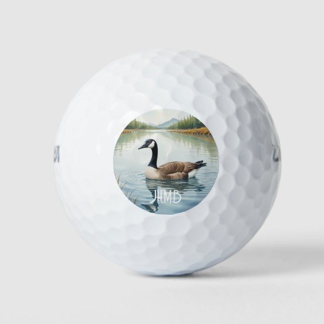 Monogram Canada Goose Bird Nature Animal Golf Balls (Front)
