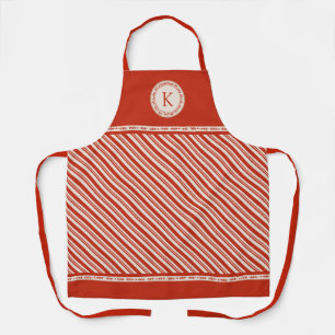 Monogram Candy Cane Stripe Apron