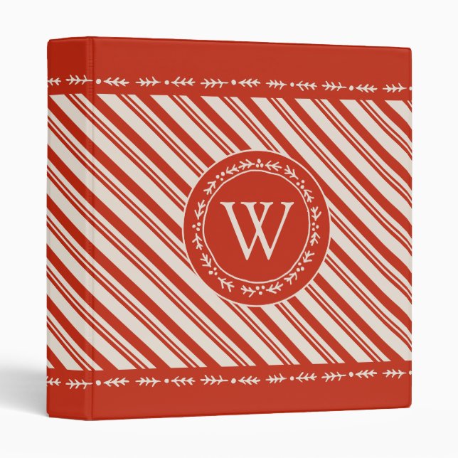 Monogram Candy Cane Stripe Binder (Front/Spine)