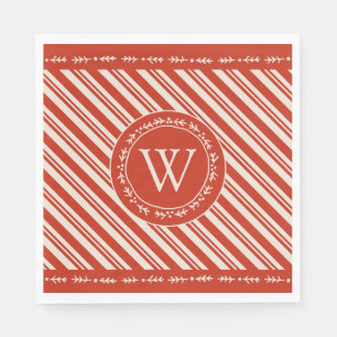 Monogram Candy Cane Stripe Napkin