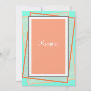Monogram Cantaloupe Blue Geometric Reception Invitation