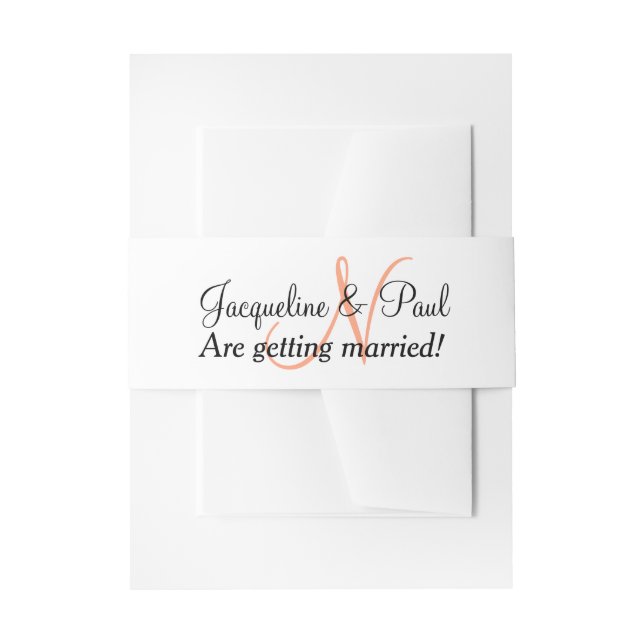 Monogram Cantaloupe Wedding Invitation Belly Band (Front Example)
