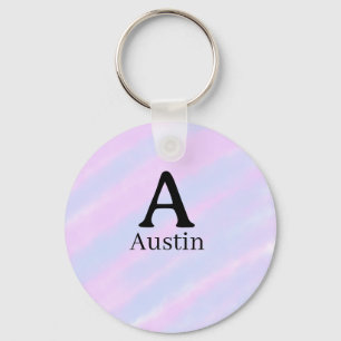 Monogram capital masculine add name purple pastel  keychain