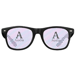 Monogram capital masculine add name purple pastel retro sunglasses