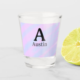 Monogram capital masculine add name purple pastel shot glass