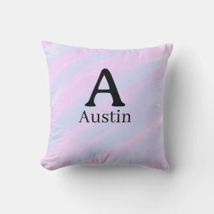 Monogram capital masculine add name purple pastel  throw pillow