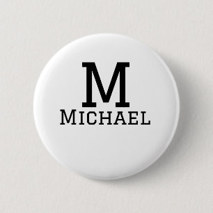 Monogram capital masculine add name simple classic 2 inch round button
