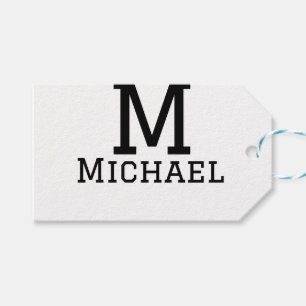 Monogram capital masculine add name simple classic gift tags