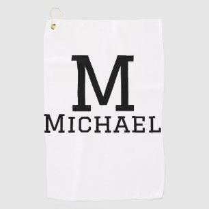 Monogram capital masculine add name simple classic golf towel
