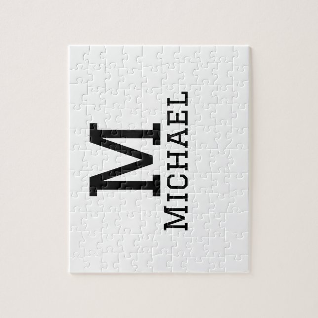 Monogram capital masculine add name simple classic jigsaw puzzle (Vertical)