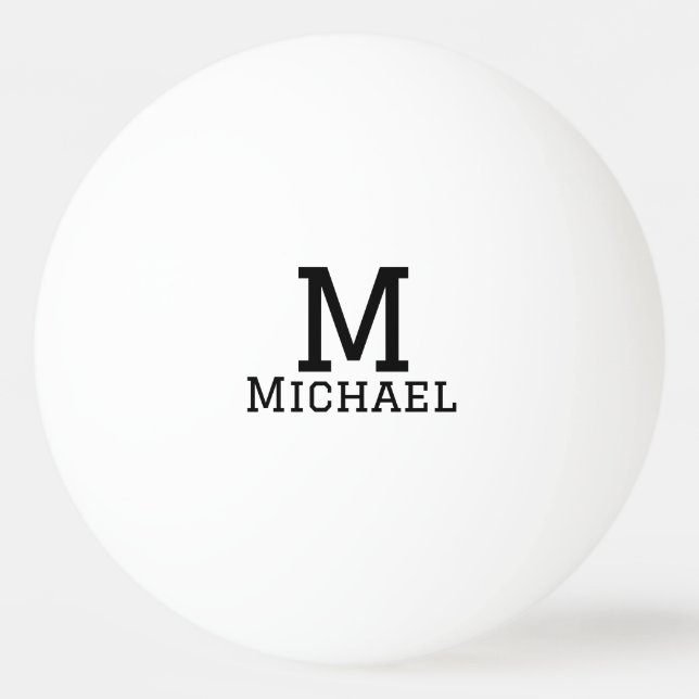 Monogram capital masculine add name simple classic ping pong ball (Front)