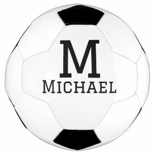 Monogram capital masculine add name simple classic soccer ball
