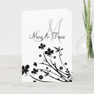 Monogram Cards- Black Floral Swirl Note Card