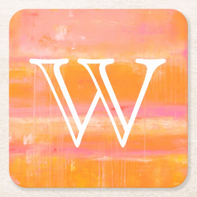 Monogram | Caribbean Sky Square Paper Coaster (Front)