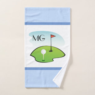 Monogram Cartoon Golf Bathroom Hand Towel