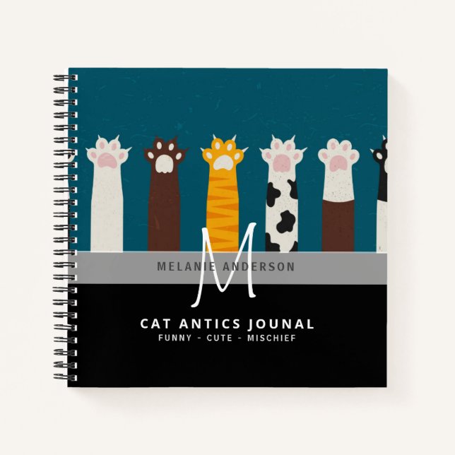 Monogram CAT Paws For Thought Journal Notebooks (Front)