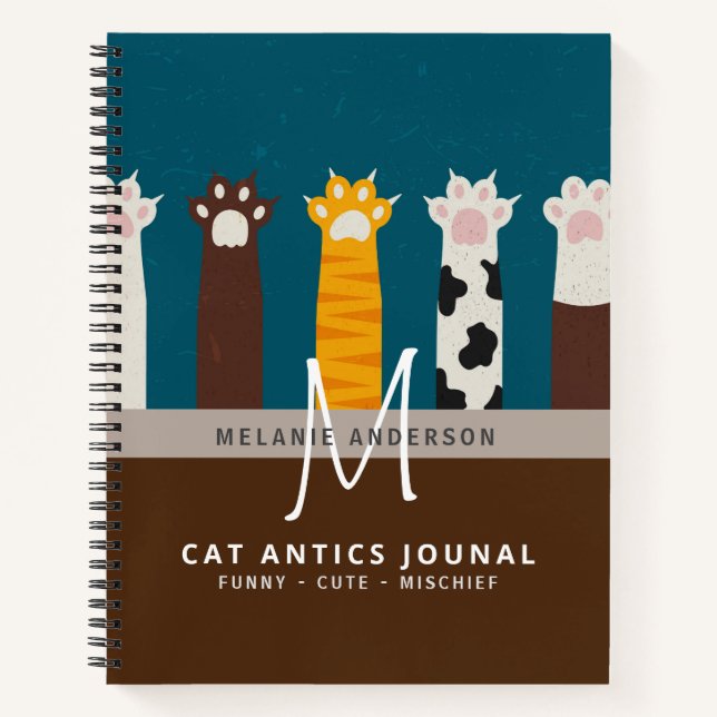 Monogram CAT Paws For Thought Journal Notebooks (Front)