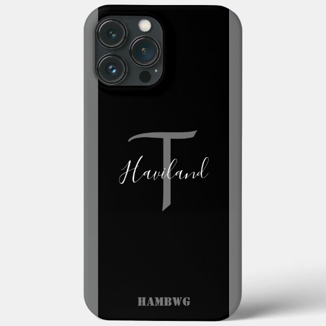 Monogram Cell Phone Case HAMbyWG - Black & grey (Back)
