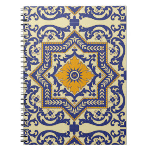 Monogram Ceramic Azulejo Style Blue Notebook