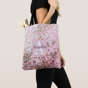 Monogram Champagne Pink Confetti Tote