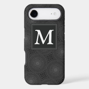 Monogram charcoal circles pattern
