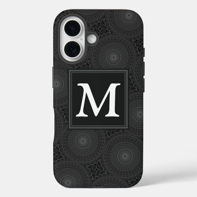 Monogram charcoal circles pattern Case-Mate iPhone case (Back)