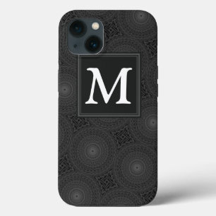 Monogram charcoal circles pattern Case-Mate iPhone iPhone 13 Case