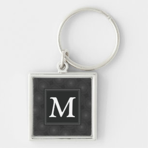 monogram charcoal circles pattern keychain