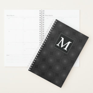 Monogram charcoal circles pattern planner