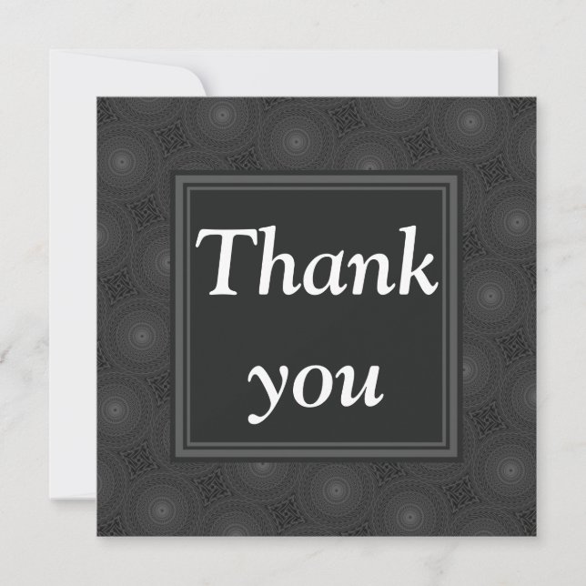 Monogram charcoal circles pattern thank you card (Front)