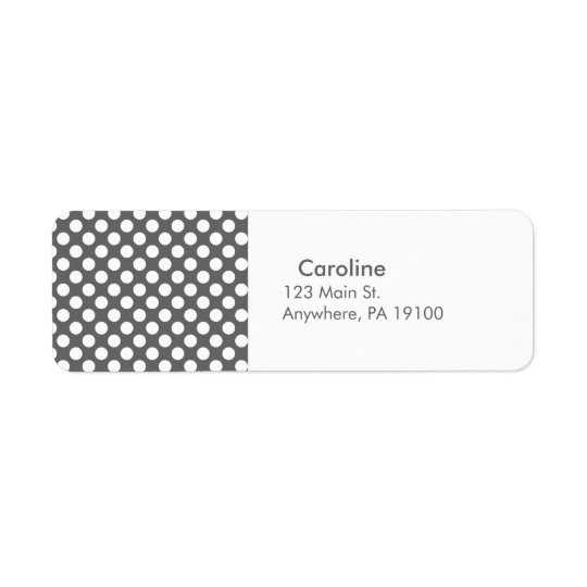 Monogram Charcoal Grey White Polka Dot Pattern Return Address Label