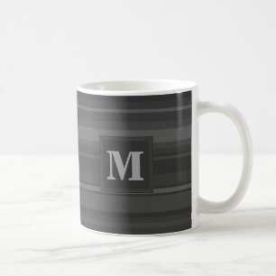 Monogram charcoal stripes coffee mug