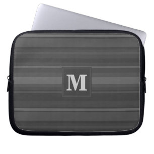 Monogram charcoal stripes laptop sleeve