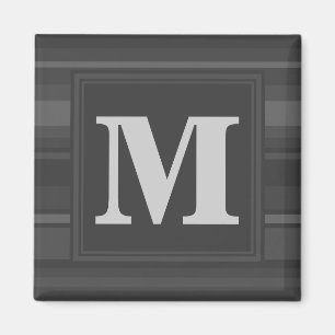 Monogram charcoal stripes magnet