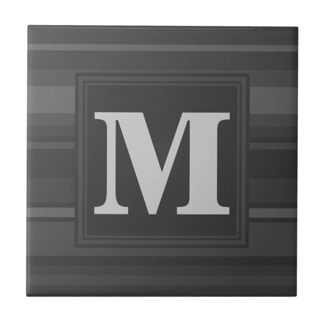 Monogram charcoal stripes tile (Front)
