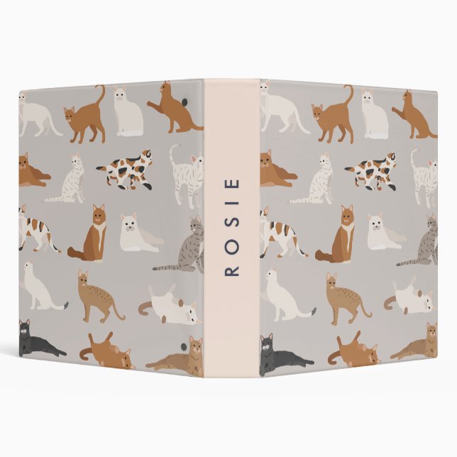 Monogram Charming Cat Pattern Cat Lovers Binder (Background)