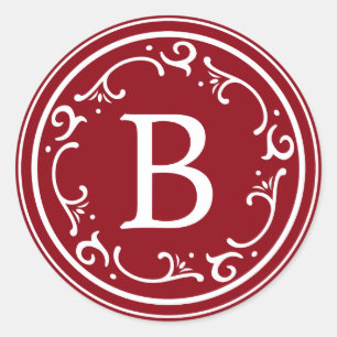 Monogram Charming Rustic Christmas Classic Round Sticker