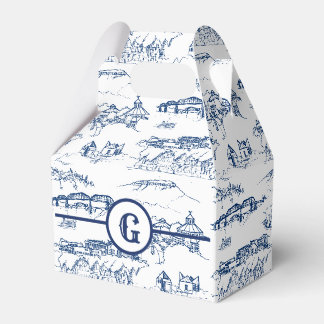 Monogram Chattanooga Toile Blue Favor Box