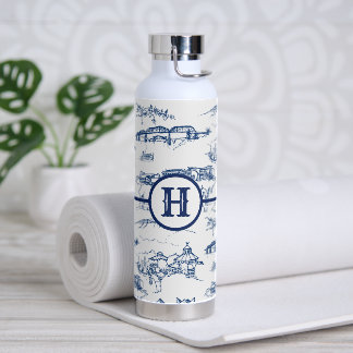 Monogram Chattanooga Toile Blue Water Bottle