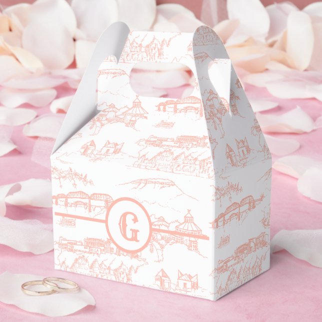 Monogram Chattanooga Toile Blush Favor Box (Wedding)