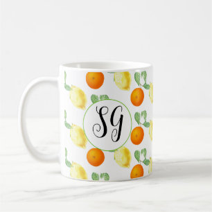 Monogram Cheerful Citrus lemon orange Coffee Mug