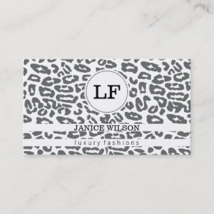 Monogram   Cheetah Print (white) Business Card