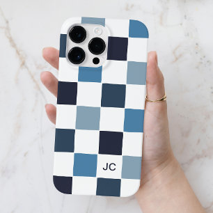 Monogram Chequered Blue Modern Minimalist Pattern Case-Mate iPhone 14 Pro Max Case