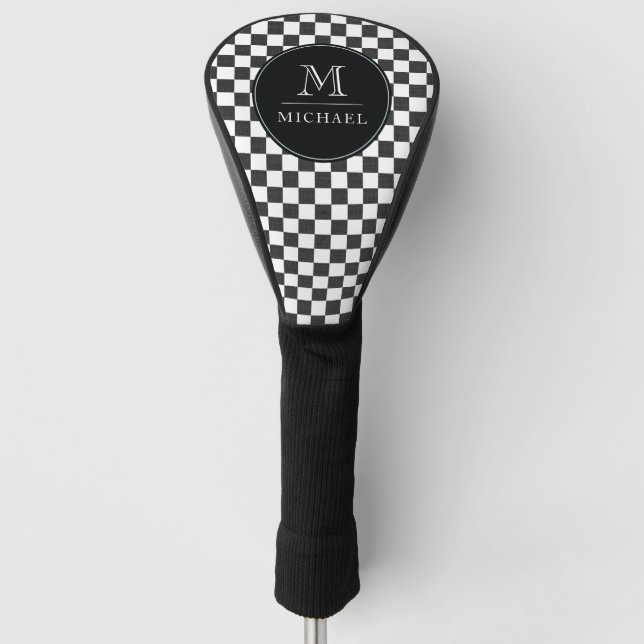 Monogram Chequered Flag Pattern Golf Head Cover (Front)